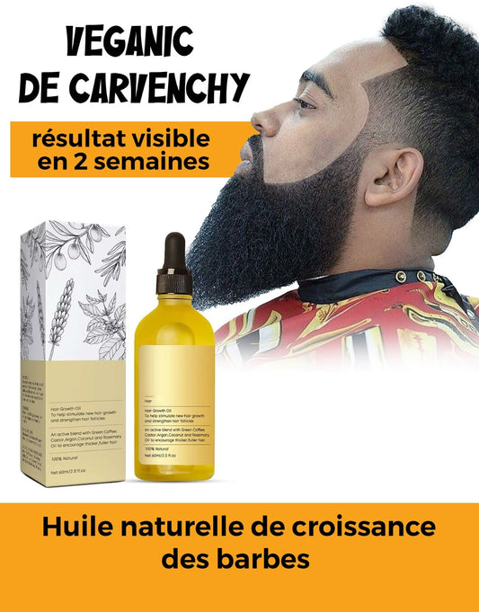 Huile de croissance de barbe et de  cheveux (100% naturelle)
